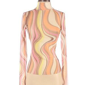 NWOT AFRM psychedelic light pink tan sheer top, Small